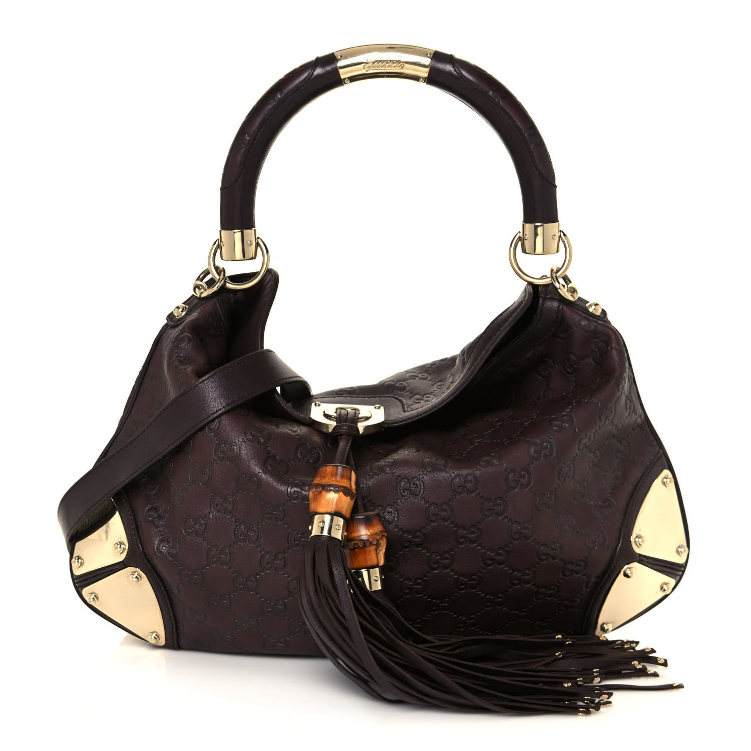 Gucci Guccissima Medium Indy Top Handle Hobo Dark Brown 1 of 16