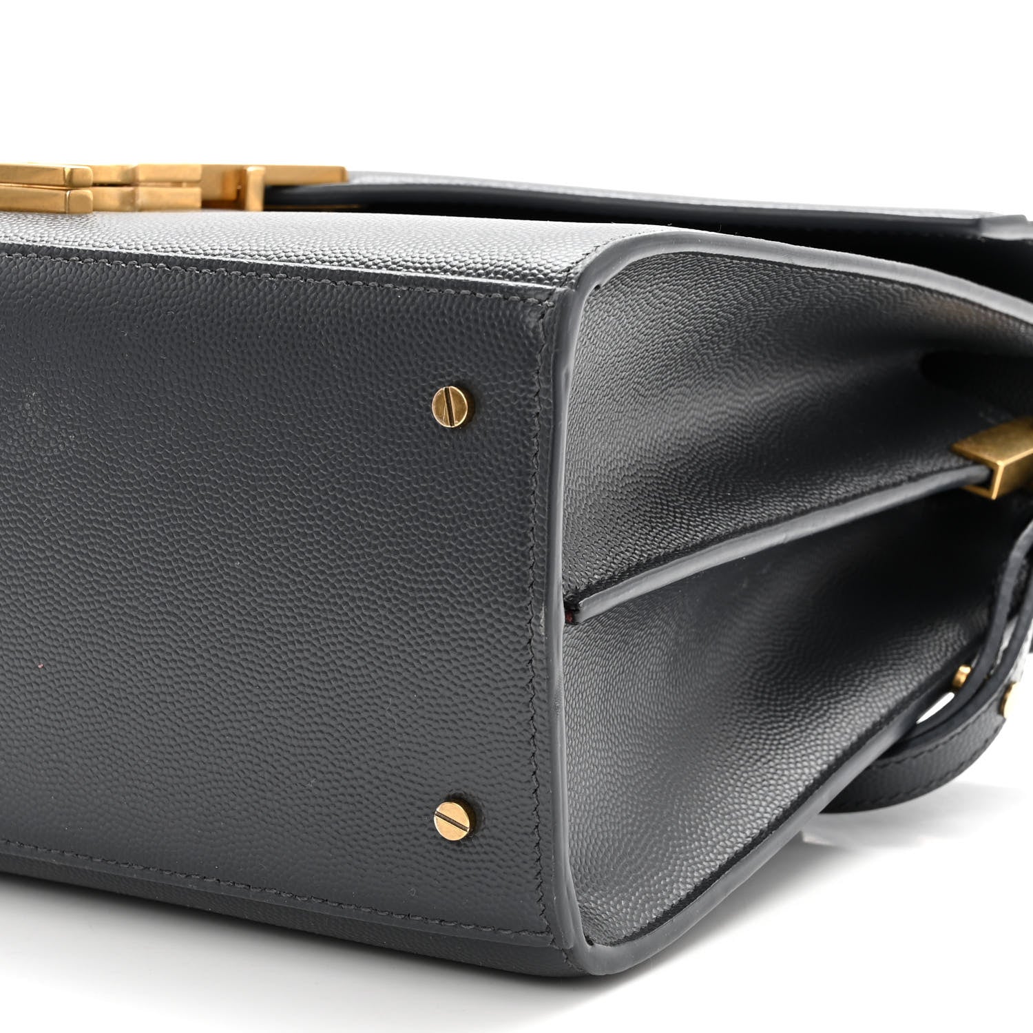 Saint Laurent Grain de Poudre Medium Classic Monogram Cassandra Top Handle Dark Smog 8 of 8