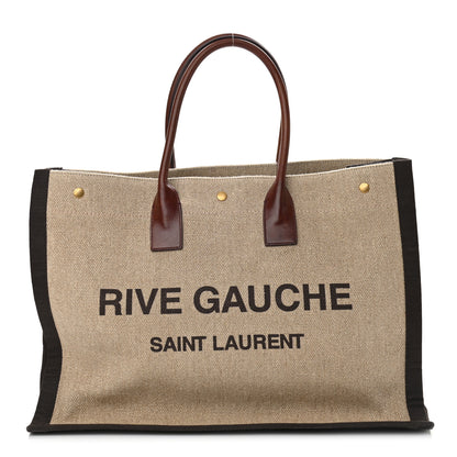 Saint Laurent Linen Calfskin Rive Gauche Tote Natural 1 of 10
