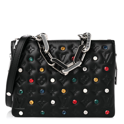 Louis Vuitton Lambskin Monogram Crystal Embossed Embellished Coussin BB Black 1 of 10