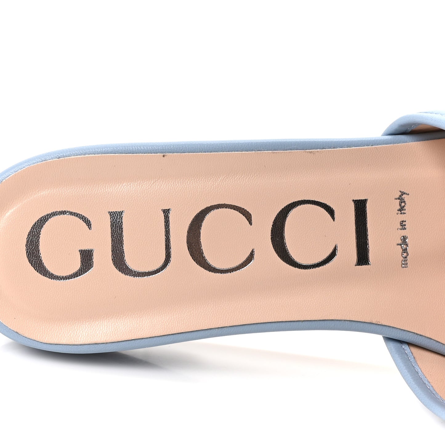 Nappa Matelasse GG Marmont Flat Slide Sandals 40.5 Porcelain Light Blue