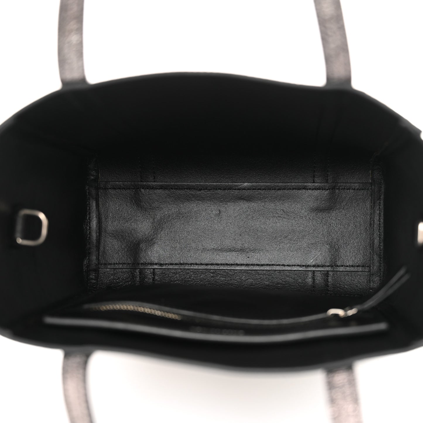 Metallic Textured Calfskin Logo Everyday Tote Black