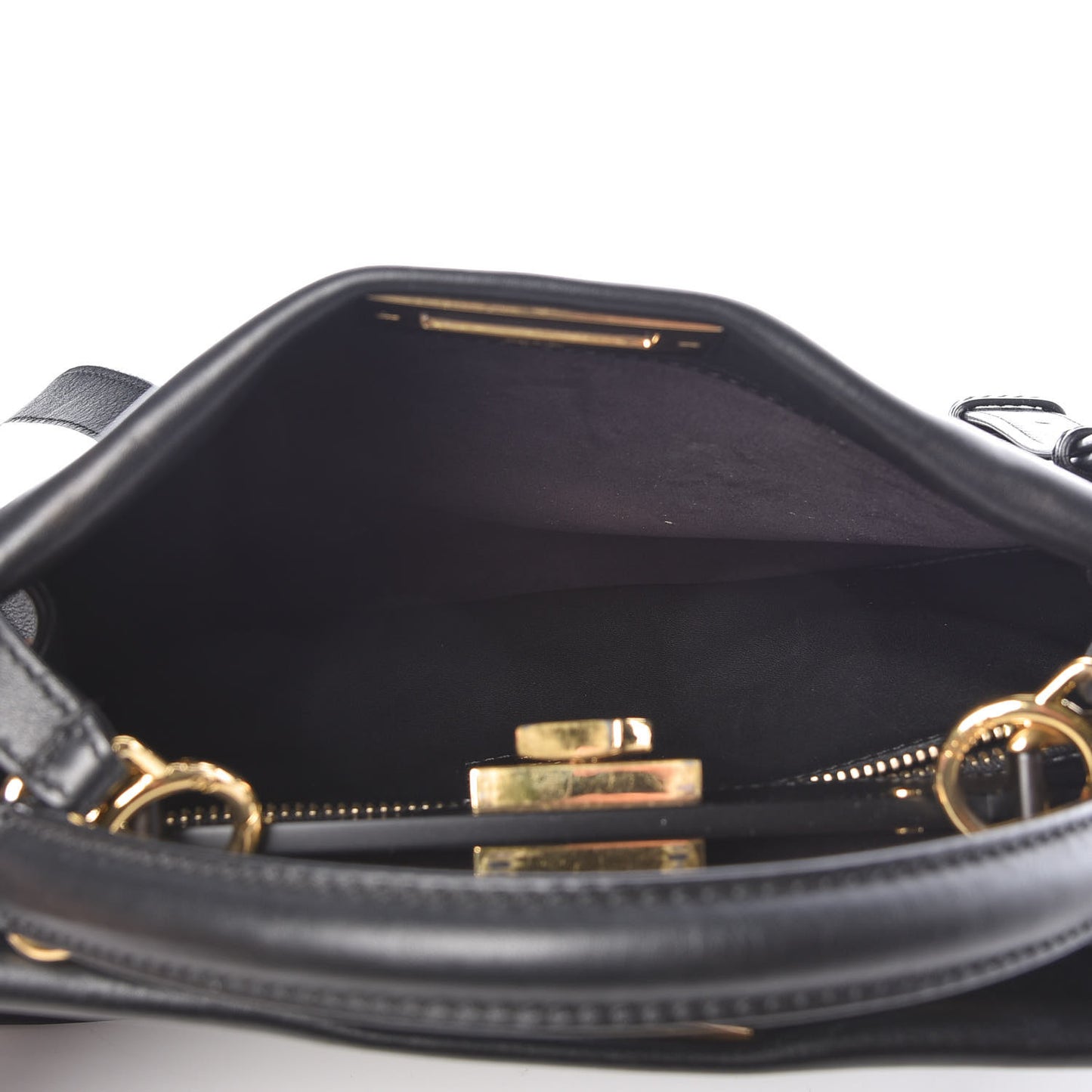 Vitello Seta Shiny Nappa Medium Peekaboo Iconic Satchel Black