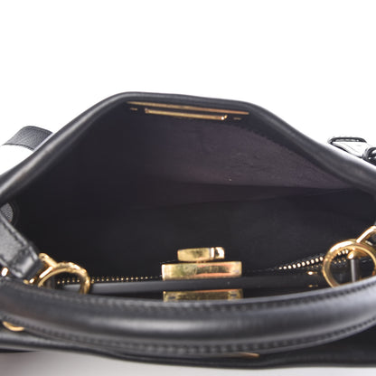 Fendi Vitello Seta Shiny Nappa Medium Peekaboo Iconic Satchel Black 5 of 10
