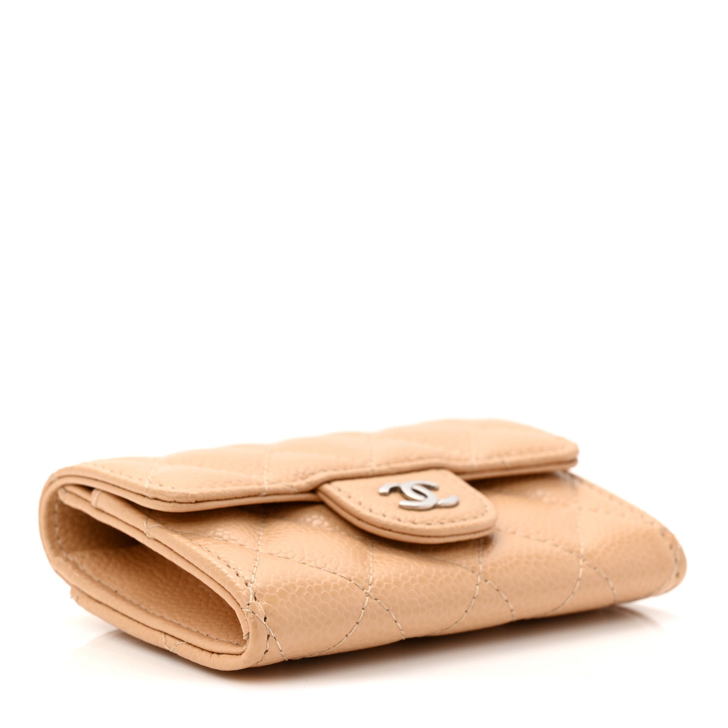 Chanel Caviar Quilted Flap Card Holder Wallet Beige 4 of 9