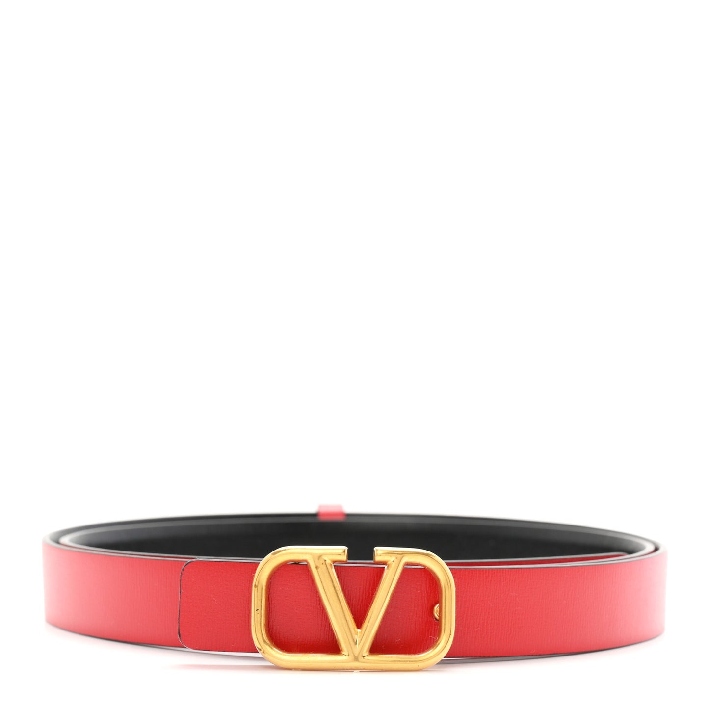 Glossy Calfskin VLogo Reversible 20mm Belt 85 34 Black Rouge Pur