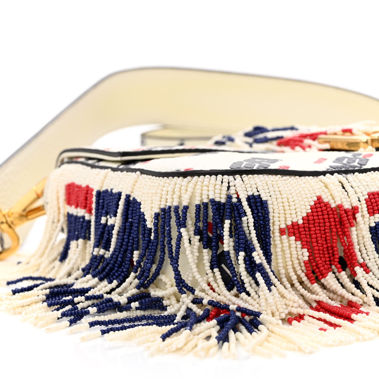 Fendi X FILA Calfskin Mania Fringe Baguette White 8 of 10