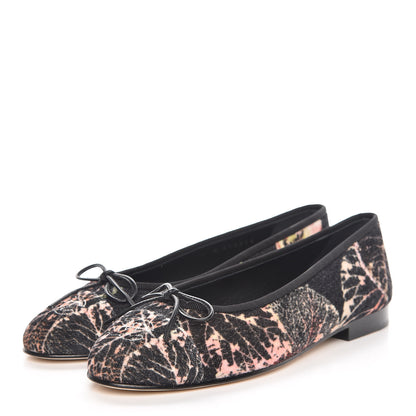 Chanel Printed Tweed Ballerina Flats 37 Black Ecru Red Green 3 of 9
