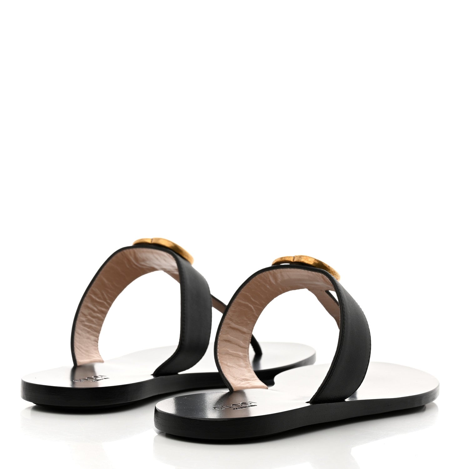 Gucci Calfskin GG Marmont Thong Sandals 38 Black 4 of 8