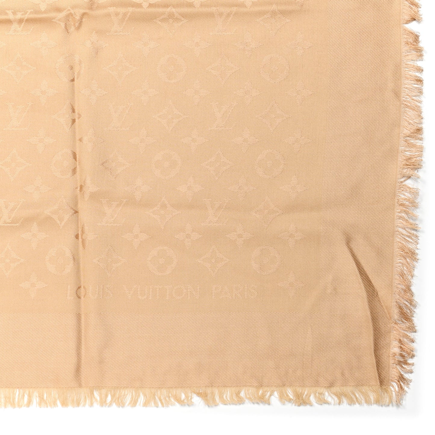 Silk Wool Monogram Shine Shawl Gold