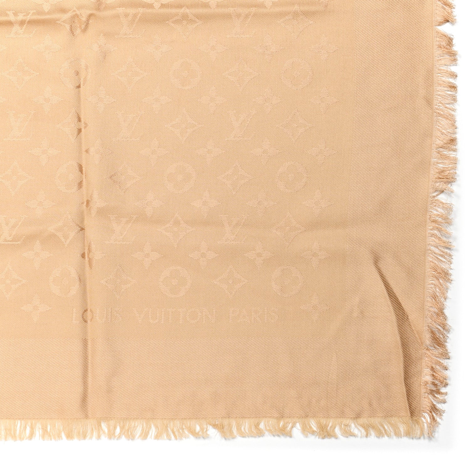 Louis Vuitton Silk Wool Monogram Shine Shawl Gold 2 of 5