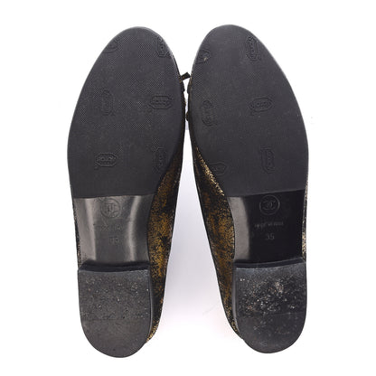 Chanel Laminated Suede Goatskin Cap Toe CC Ballerina Flats 35 Bronze 7 of 11