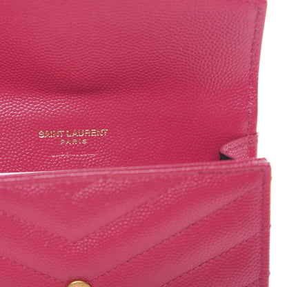 Saint Laurent Grain De Poudre Matelasse Chevron Small Monogram Envelope Wallet Bubblegum 6 of 7