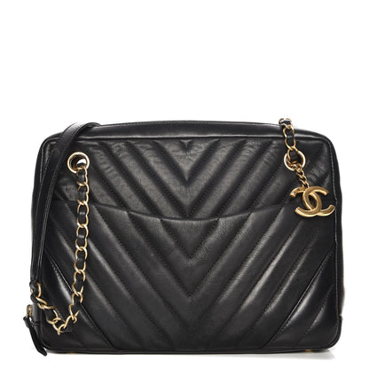 Chanel Lambskin Chevron Quilted Camera Case Black 1 of 8