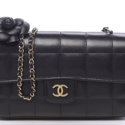 Chanel Lambskin Quilted Mini Chocolate Bar Camellia Flap Black 10 of 10