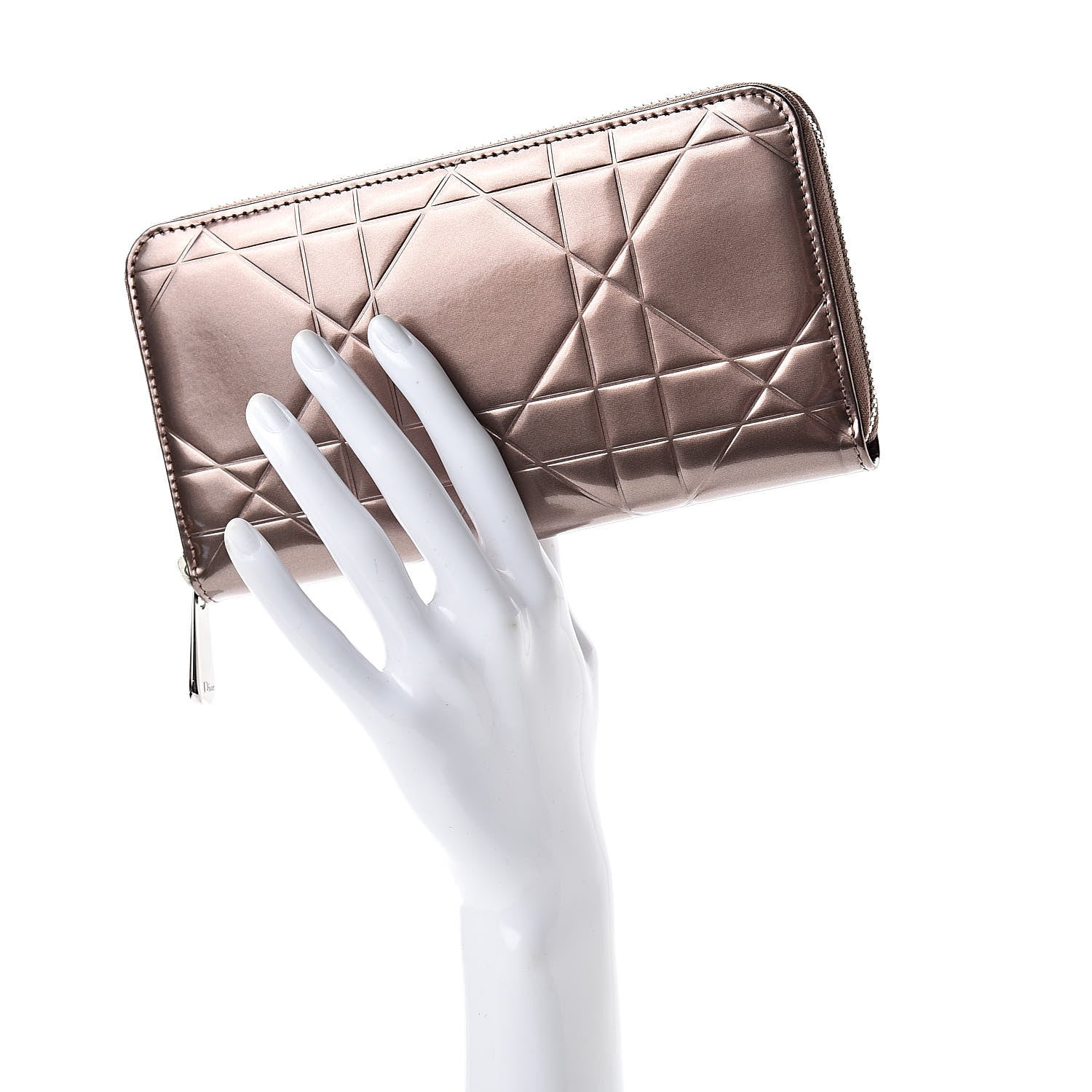 Christian Dior Patent Cannage Zip Around Wallet 2 of 10