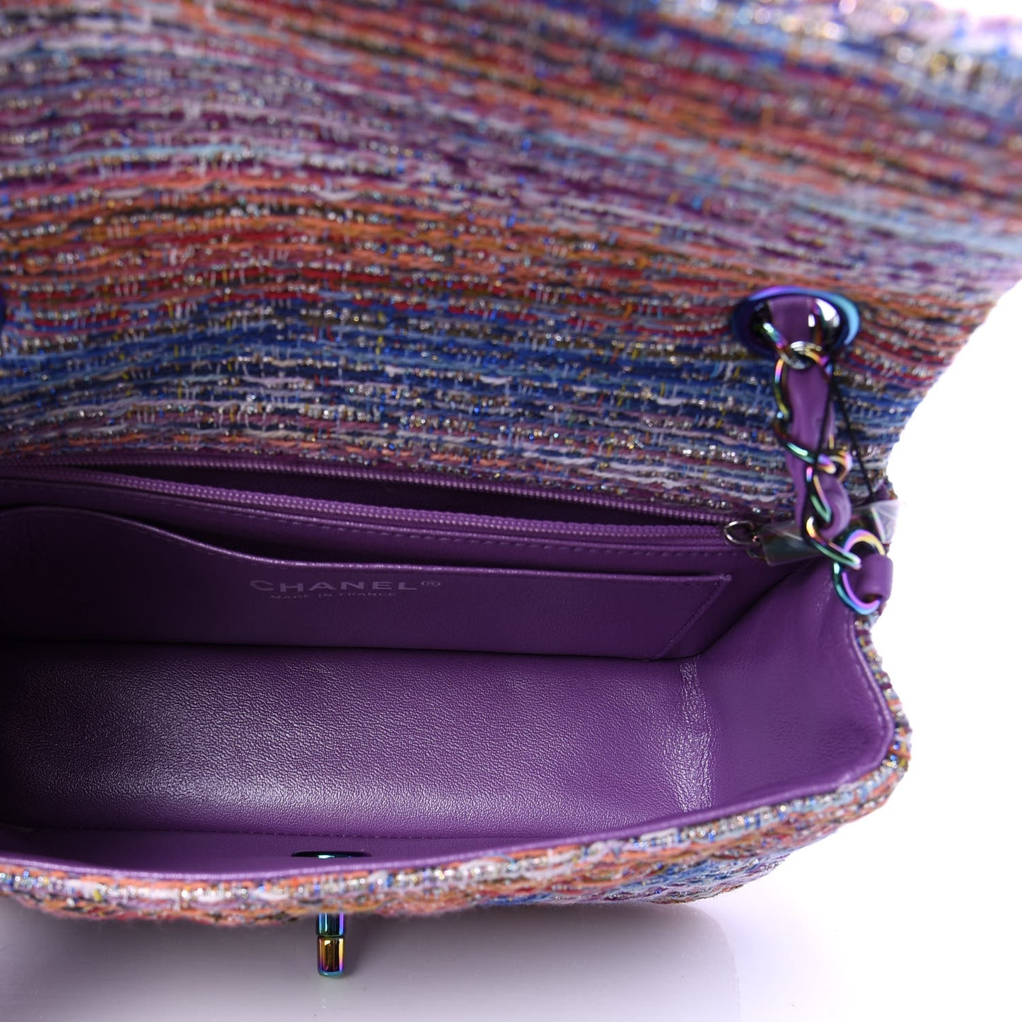 Tweed Quilted Mini Rectangular Flap Blue Pink Orange