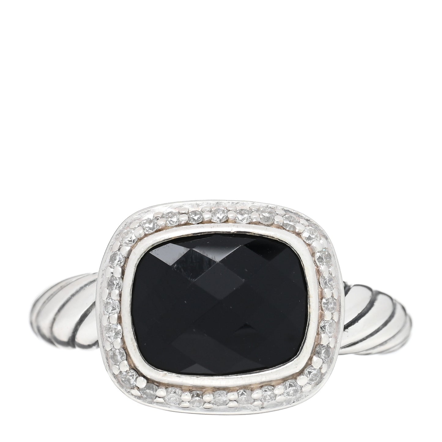 Sterling Silver Diamond Black Onyx 10mm Noblesse Ring 55 7.25