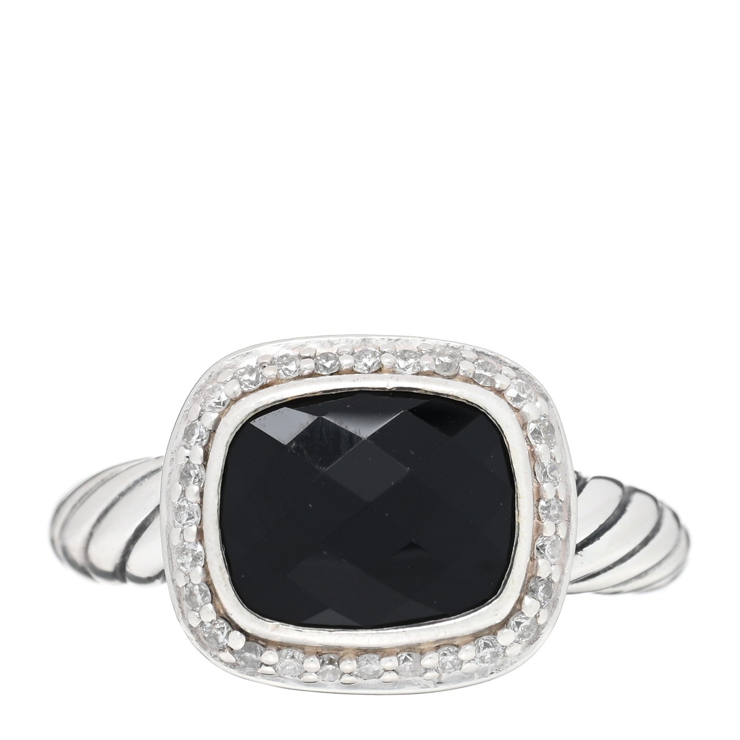 David Yurman Sterling Silver Diamond Black Onyx 10mm Noblesse Ring 55 7.25 1 of 4