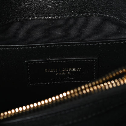 Saint Laurent Sheepskin Matelasse Chevron Monogram Medium College Bag Black 6 of 10