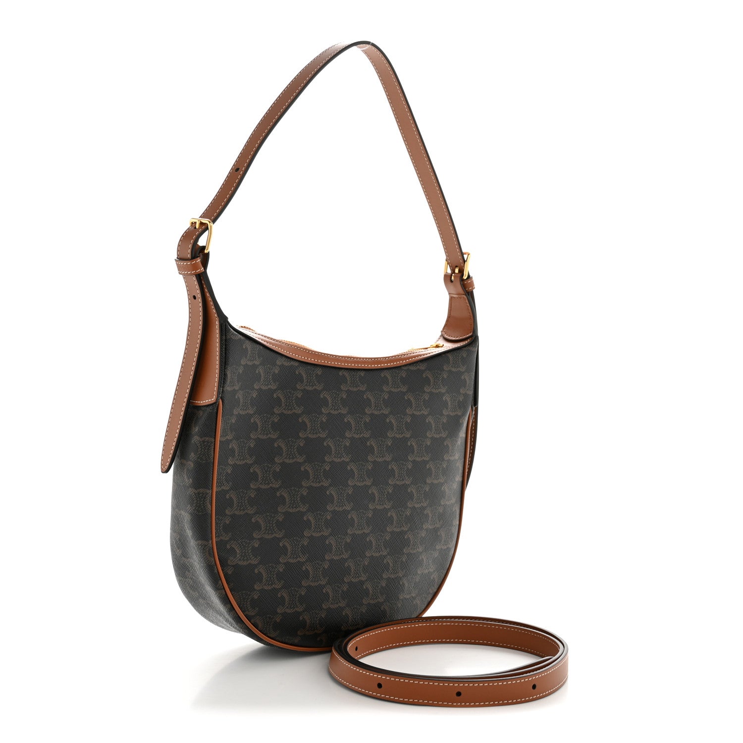 Celine Calfskin Triomphe Canvas Small Heloise Shoulder Bag Tan 3 of 13