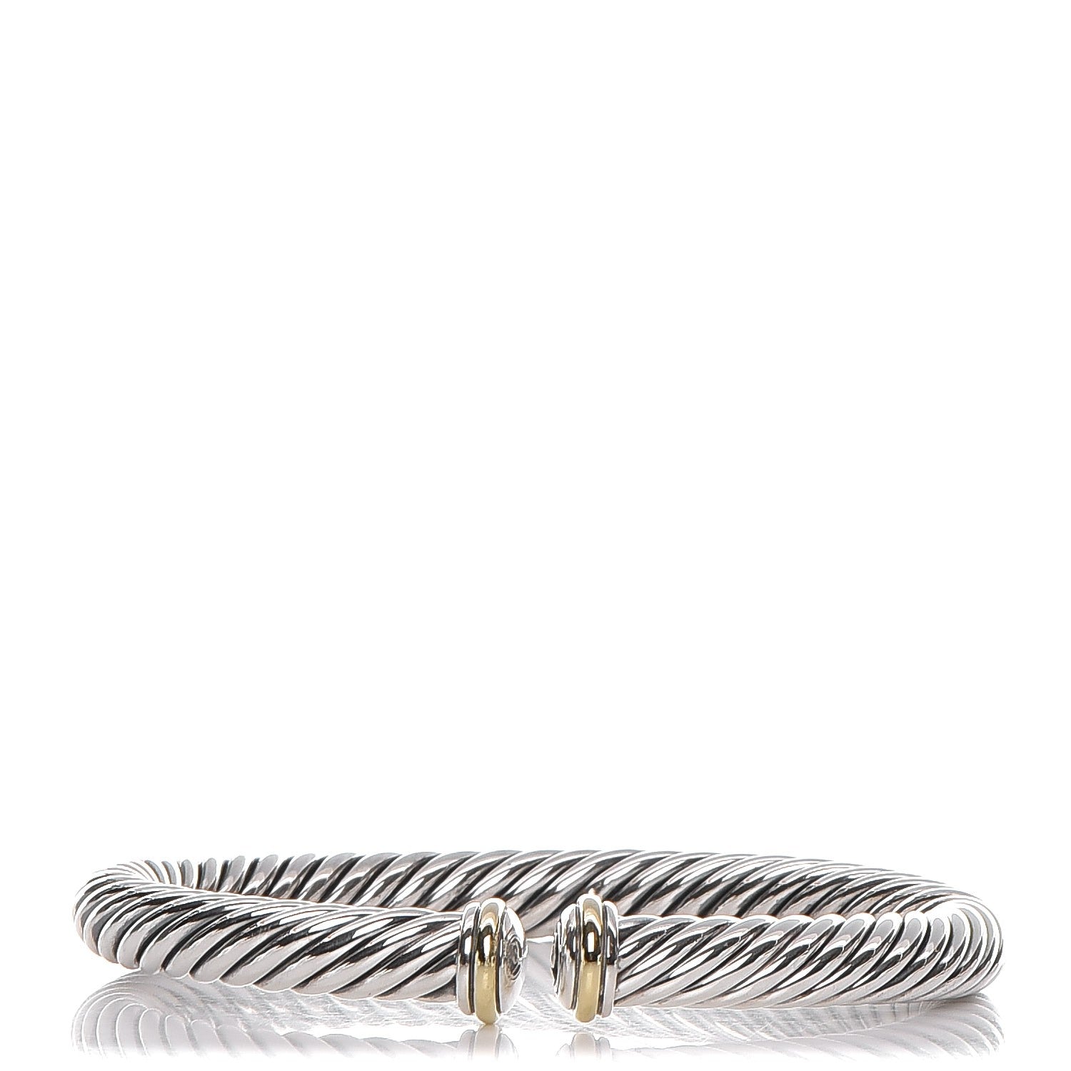 David Yurman Sterling Silver 18K Yellow Gold 7mm Cablespira Bracelet 1 of 5