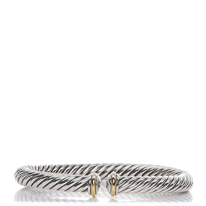 David Yurman Sterling Silver 18K Yellow Gold 7mm Cablespira Bracelet 1 of 5
