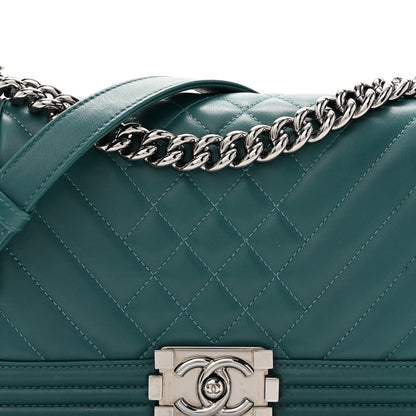 Chanel Calfskin Chevron Quilted Medium Boy Flap Turquoise 8 of 15