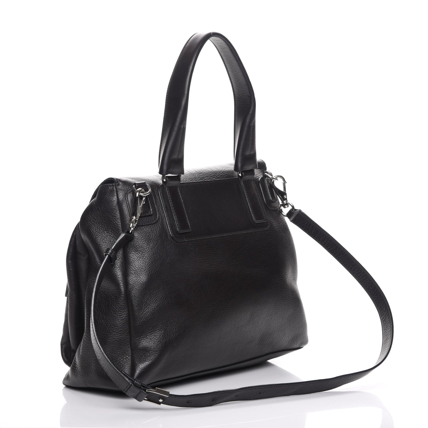 Waxy Grained Calfskin Medium Pandora Pure Flap Bag Black