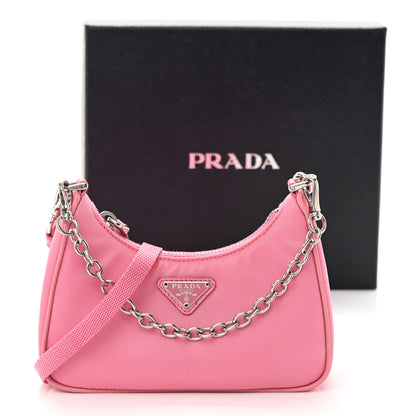 Prada Tessuto Nylon Saffiano Mini Re-Edition 2000 Shoulder Bag Begonia 12 of 12