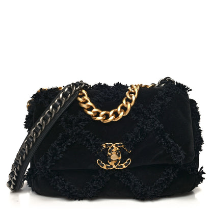 Chanel Cotton Canvas Quilted Medium Chanel 19 Flap Black 1 of 10