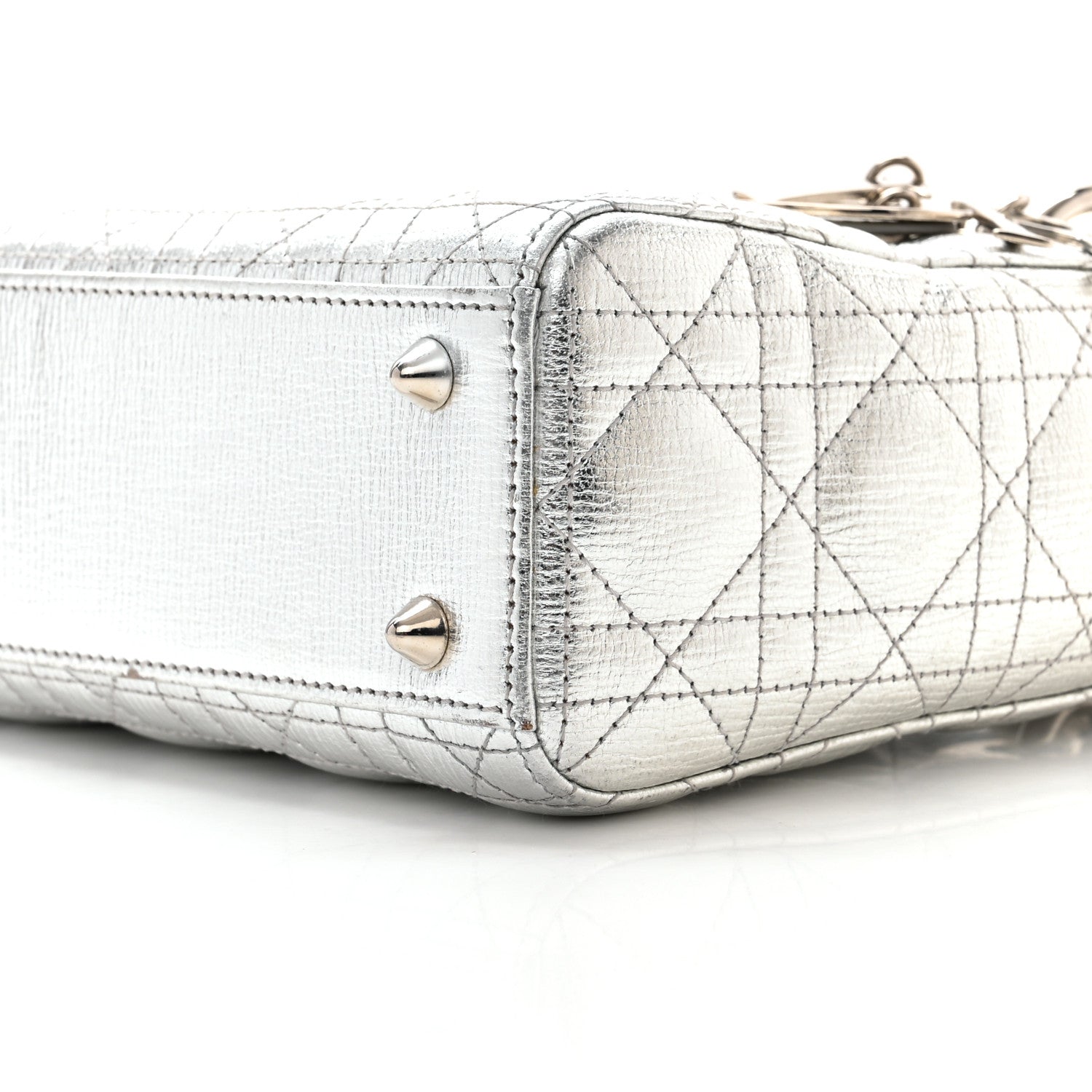 Christian Dior Metallic Grained Calfskin Cannage Small Lucky Badges My Lady Dior Silver 10 of 12