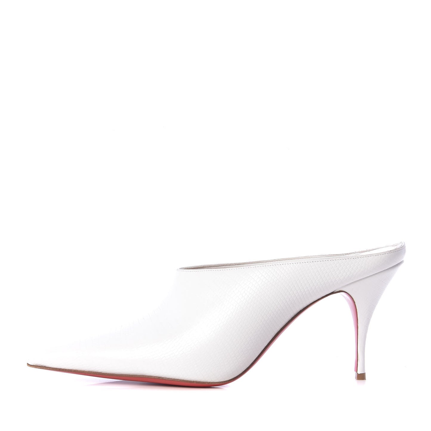 Calfskin Lizard Embossed Quart 80 Mules 40.5 White