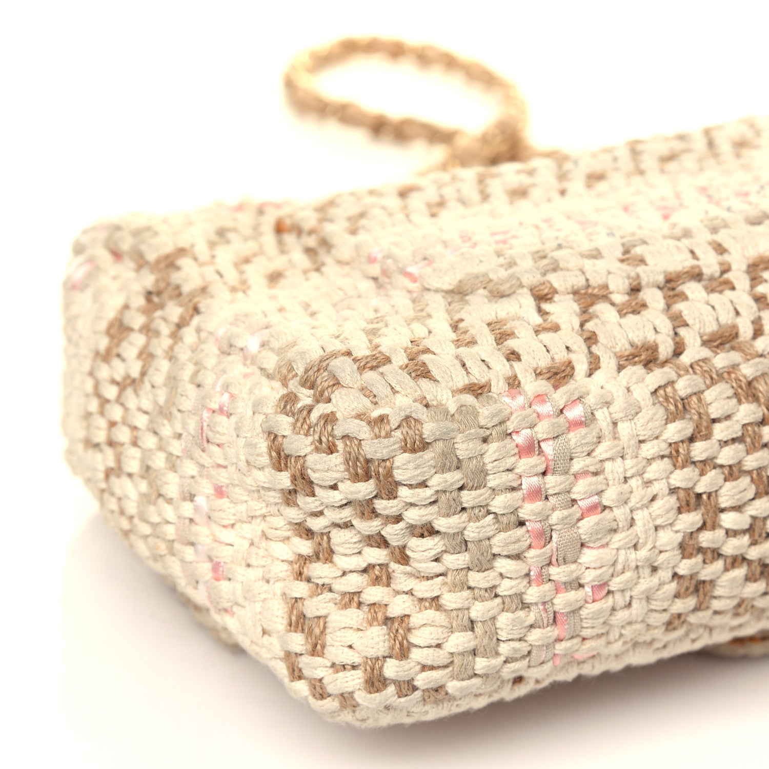 Chanel Tweed Chain Braid Small Single Flap Beige White 11 of 13