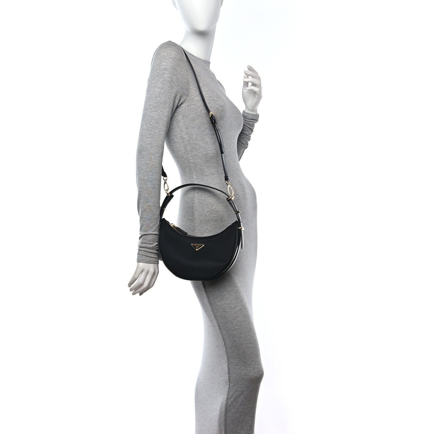 Prada Re-Nylon Spazzolato Arque Shoulder Bag Black 2 of 10