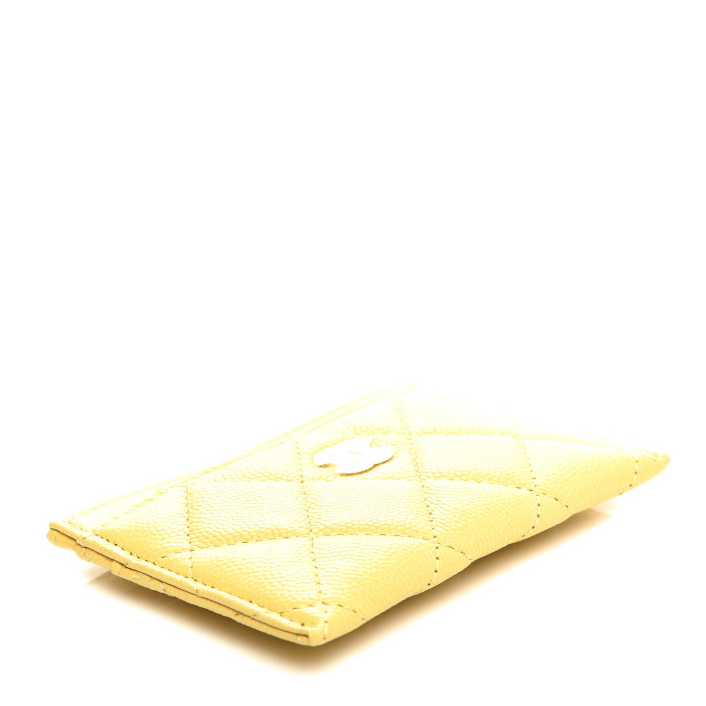 Caviar Quilted Card Holder Yellow