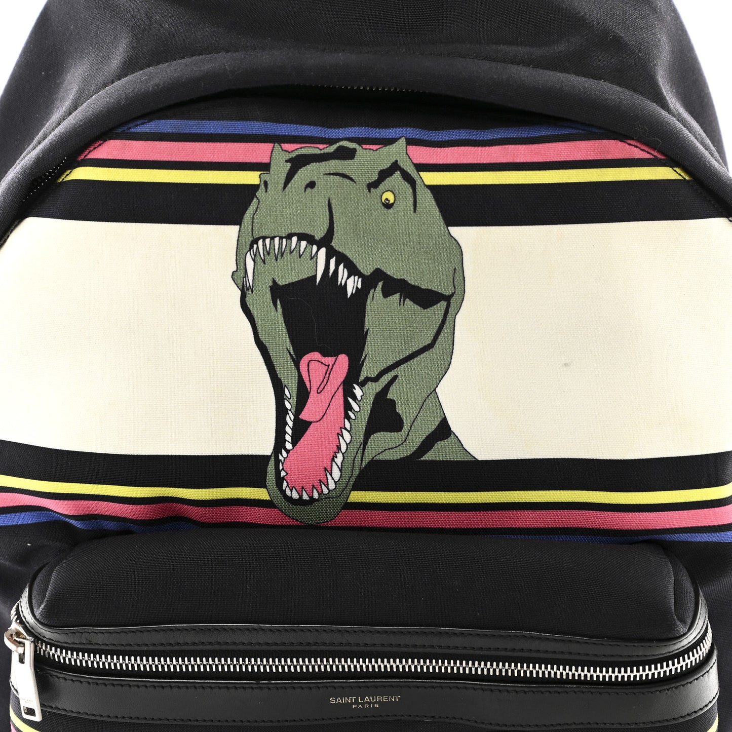 Nylon Twill Dinosaur Print City Backpack Black Multicolor