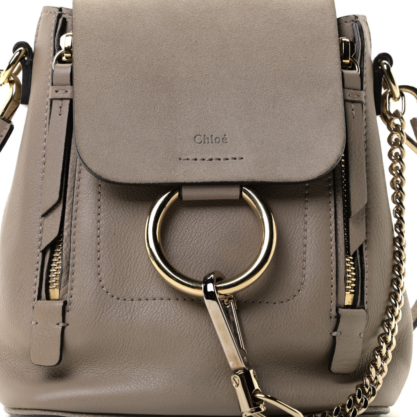 Suede Calfskin Mini Faye Backpack Motty Grey
