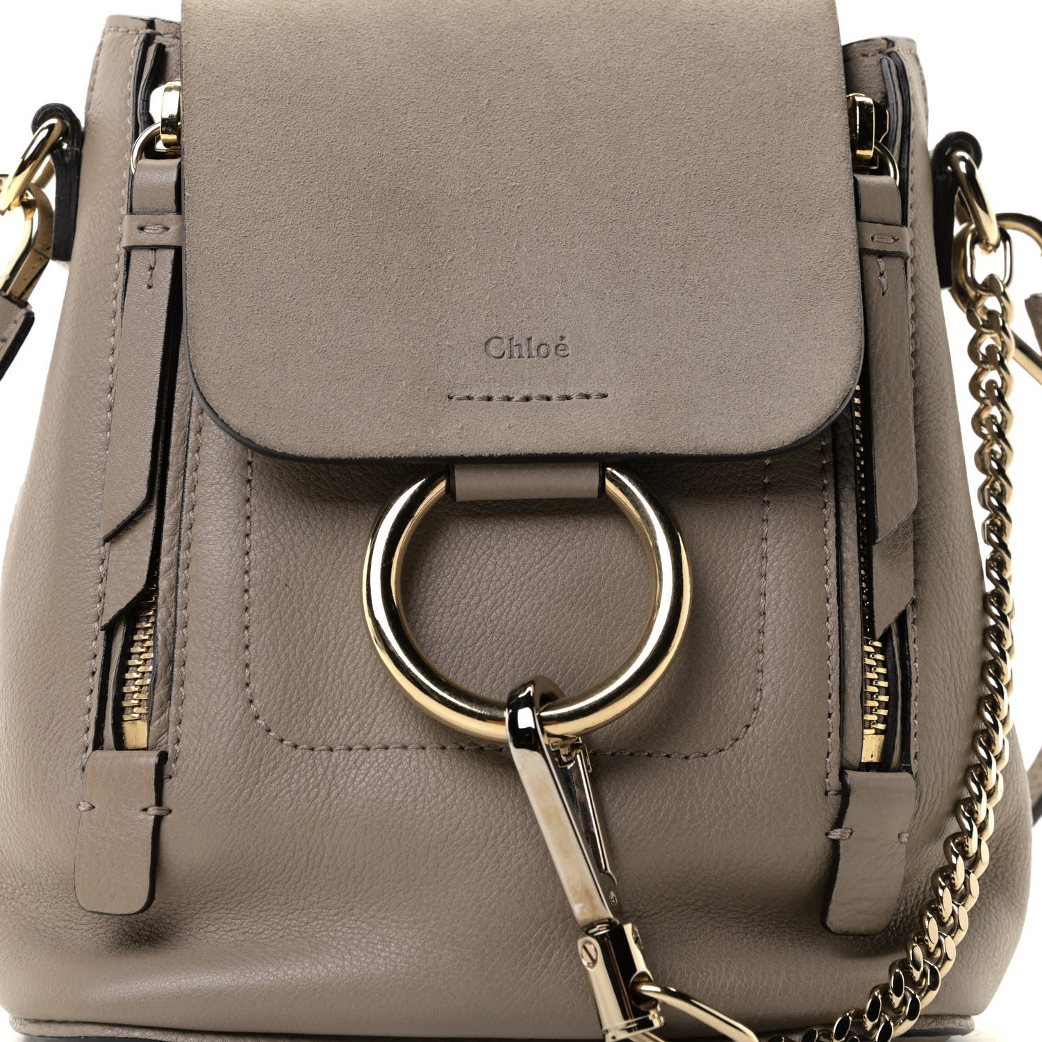 Chloe Suede Calfskin Mini Faye Backpack Motty Grey 6 of 10