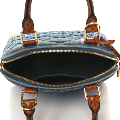 Louis Vuitton Denim Calfskin Reverse Monogram Malletage Alma BB Blue 5 of 6