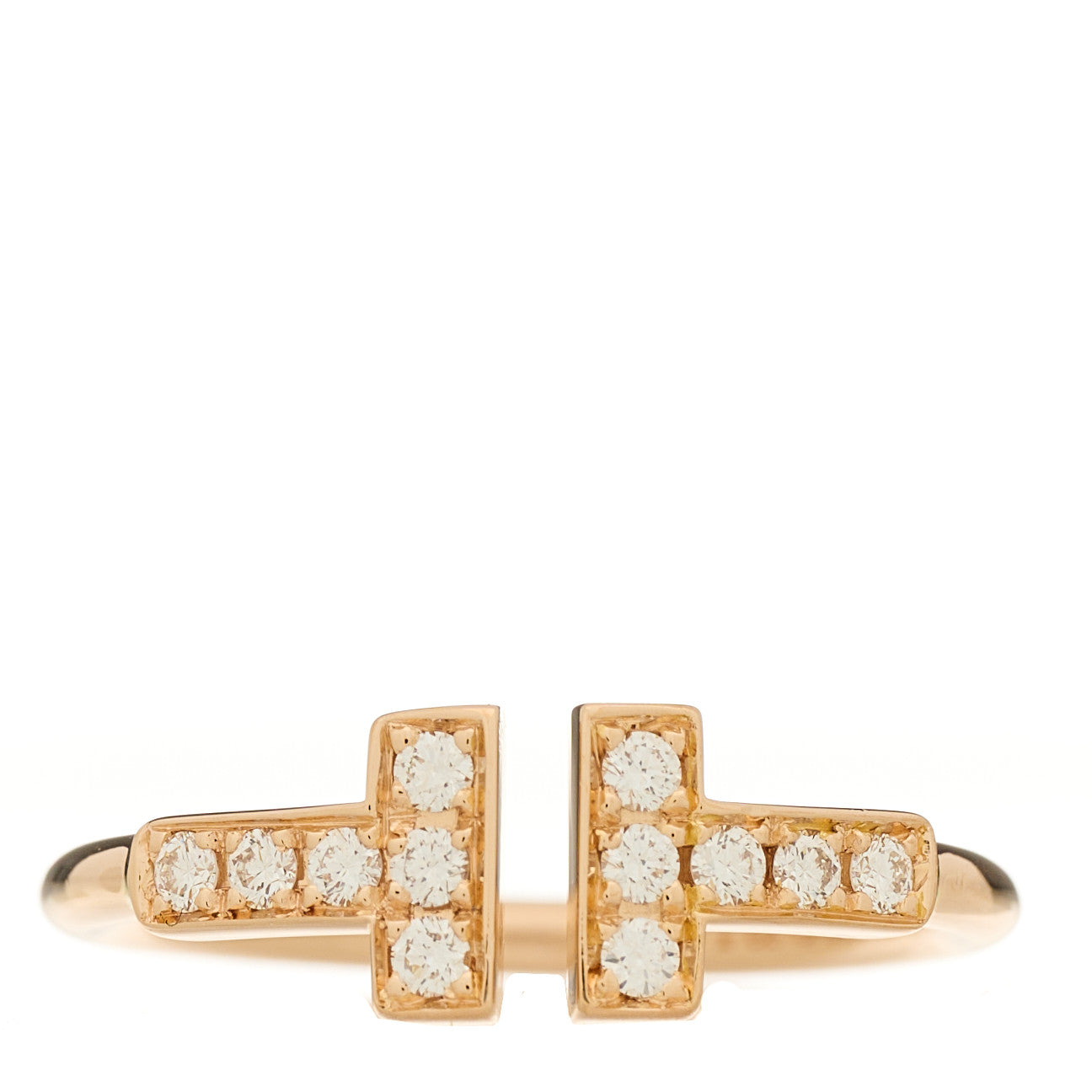 Tiffany 18K Yellow Gold Diamond T Wire Ring 47 4 1 of 4