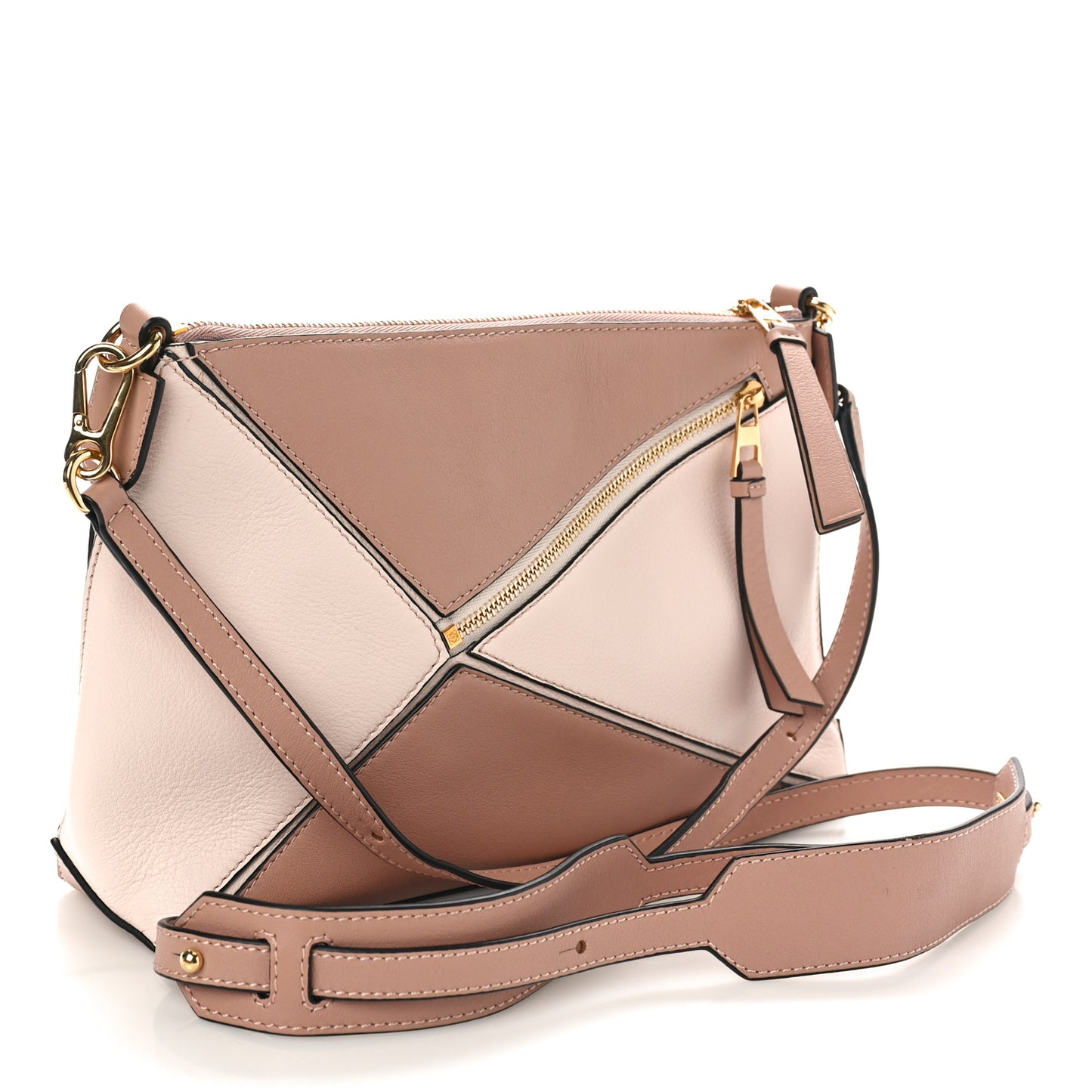 Calfskin Suede Mini Puzzle Crossbody Bag Blush