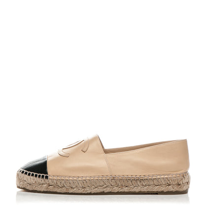 Chanel Lambskin CC Espadrilles 39 Beige Black 1 of 7