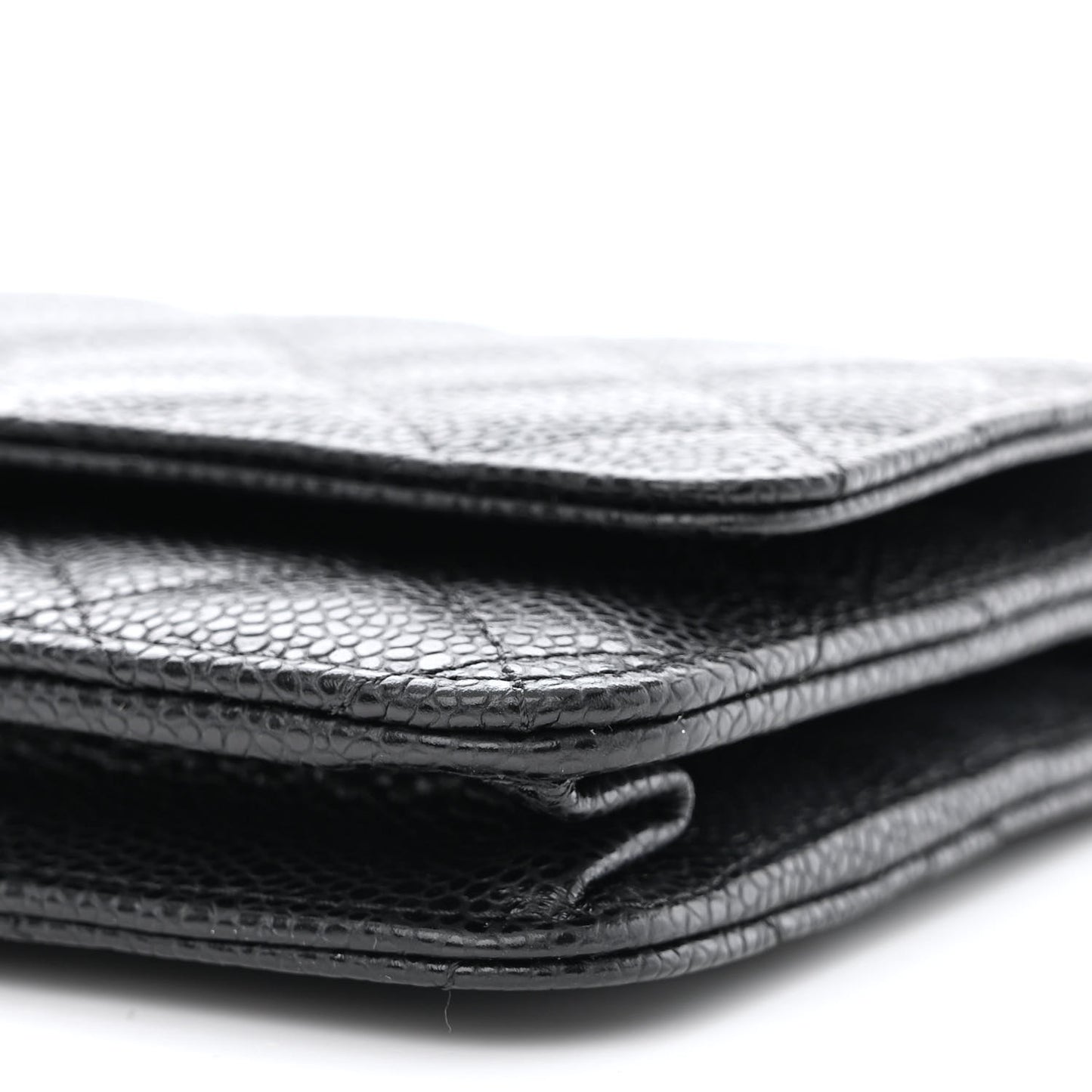 Caviar Quilted Wallet on Chain WOC Black