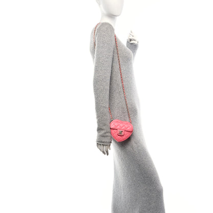 Chanel Lambskin Quilted CC In Love Heart Clutch With Chain Pink 2 of 9