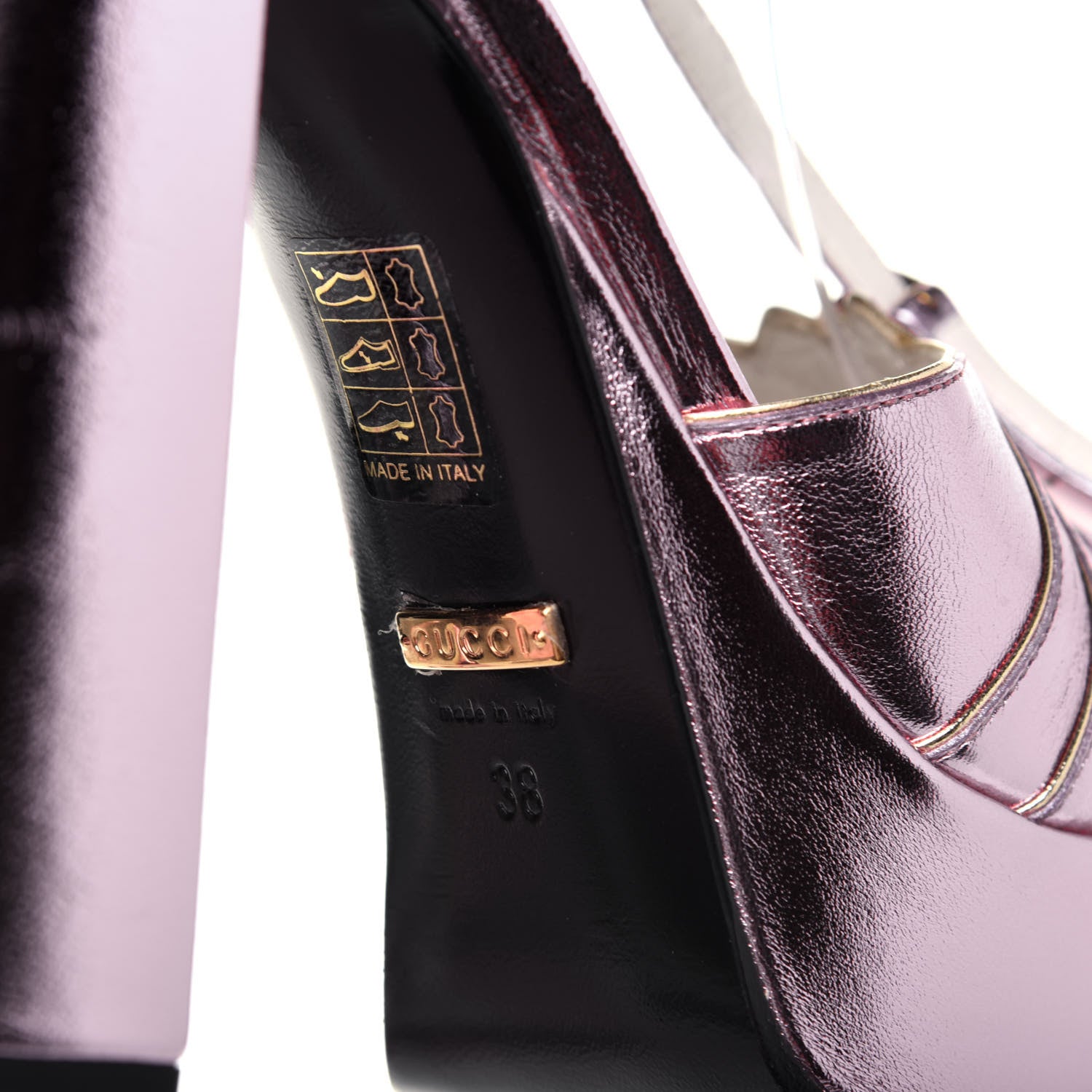 Gucci Metallic Nappa Medea Platform Sandals 38 Rosa 5 of 15