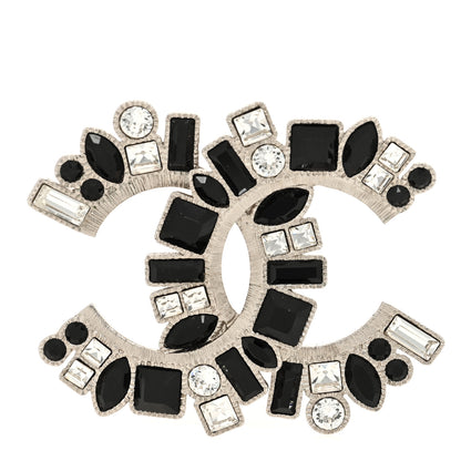 Chanel Baguette Crystal CC Brooch Black Silver 1 of 4
