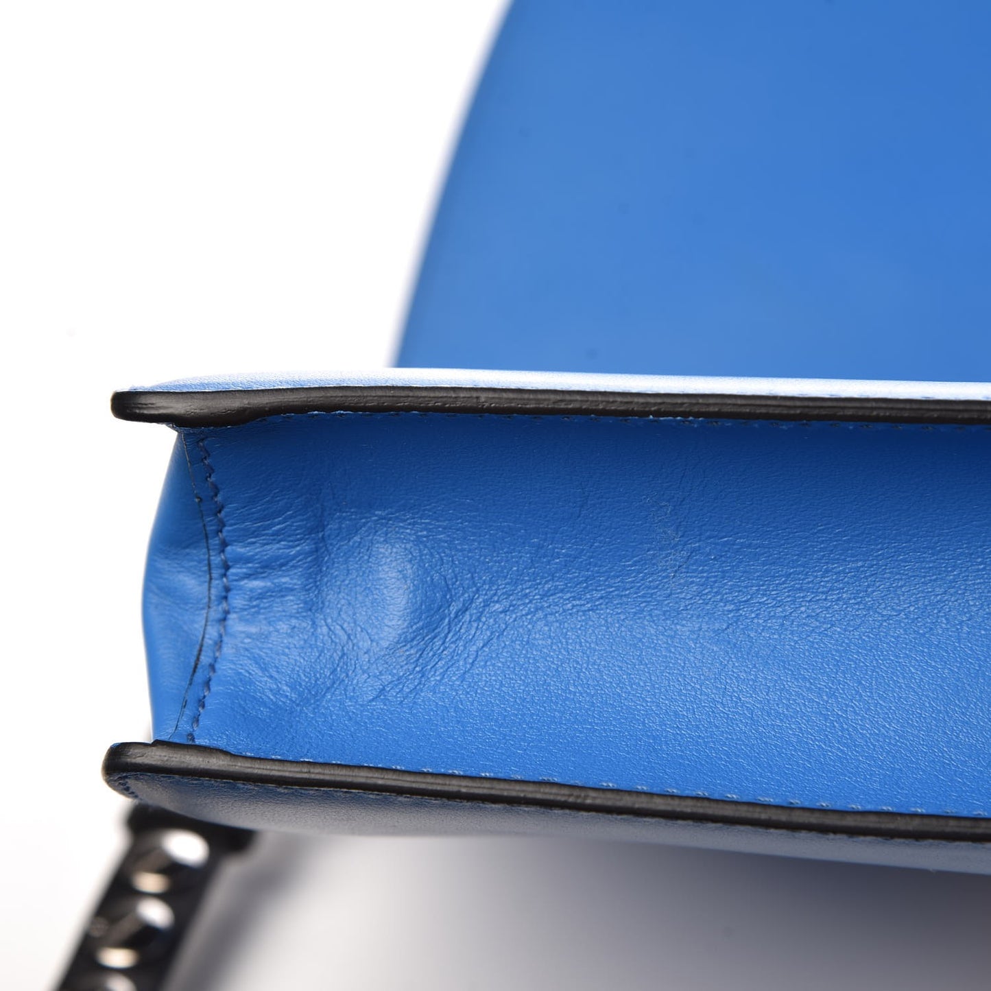 Saffiano City Calfskin Studded Large Elektra Shoulder Bag Blue