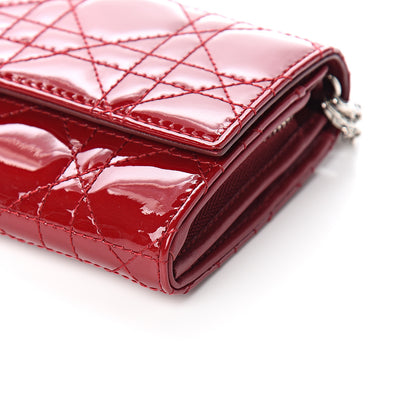 Christian Dior Patent Cannage Rendezvous Chain Wallet Red 8 of 9