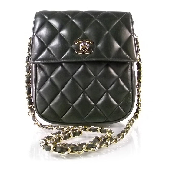 Lambskin Quilted Mini Flap Dark Green